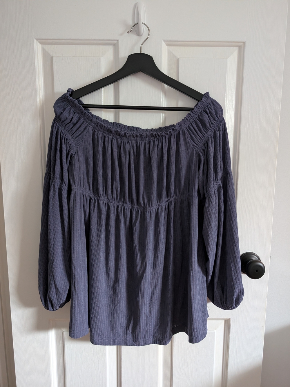Maurices Women's Navy Blue Off-Shoulder Boho Blouse Size XXL